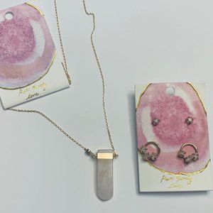 Rose Well Wishing Pendant Necklace & Earring set